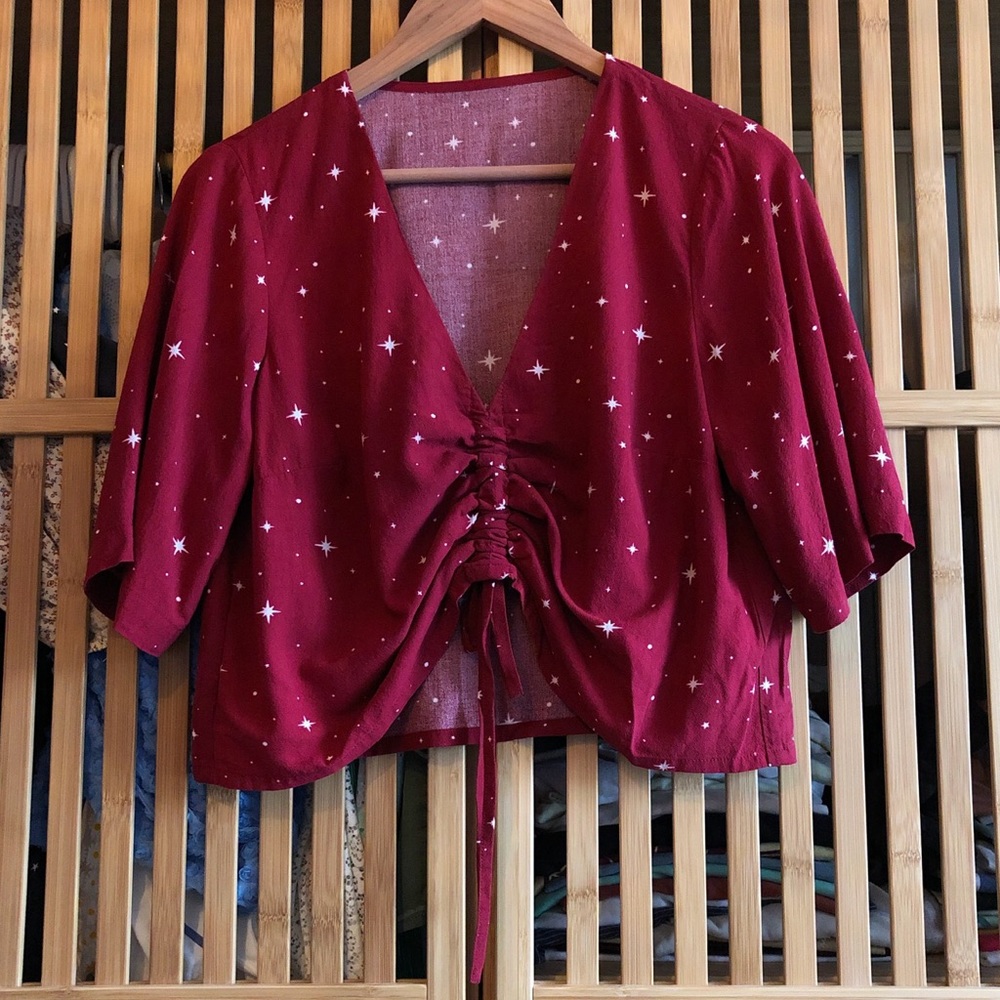 MARINE LAYER sparkle print adjustable crop top